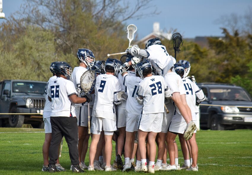 The Whalers celebrate after Thursday's 9-6 win over Nauset.