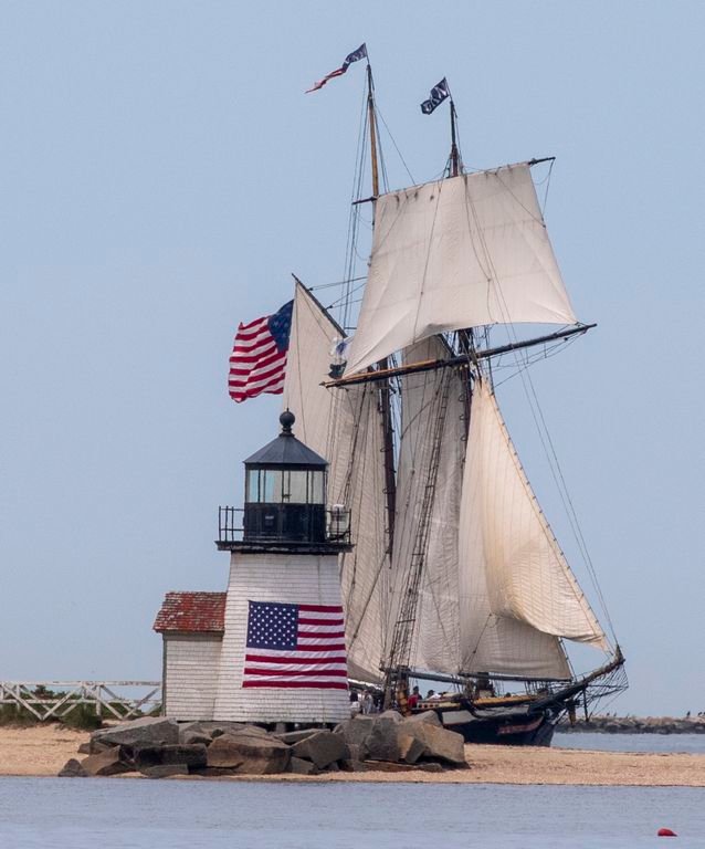 The tall ship Lynx rounds Brant Point.