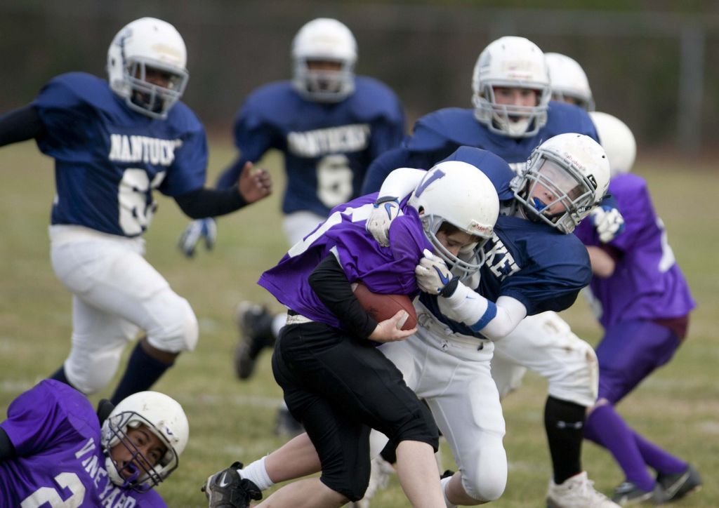 Tackle football at the Nantucket Boys &amp; Girls Club, like this game between Nantucket and Martha's Vineyard, will soon be a thing of the past.