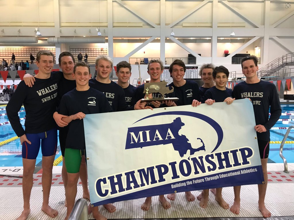 Nantucket's boys swimming and diving team won the south sectional championship at MIT Sunday, the first sectional championship in Nantucket High School history.
