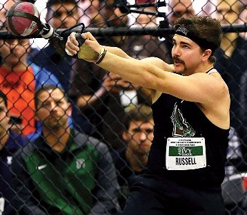 Owen Russell, the son of James and Delia Russell of Nantucket, finished 12th in the weight throw at the 2019 NCAA Div. 1 Indoor Championships in Birmingham, Ala.