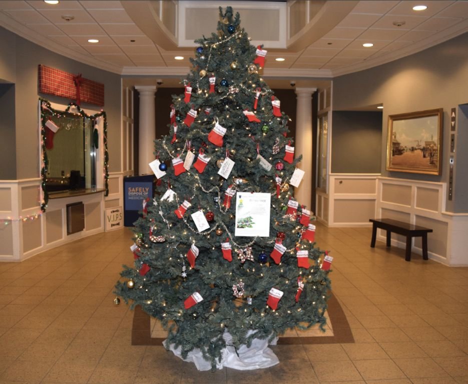 The Giving Tree in the lobby of the Nantucket Public Safety Building on Fairgrounds Road.