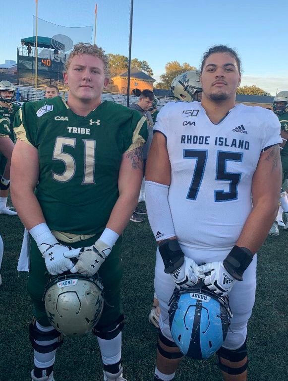 William &amp; Mary's Cory Ryder, left, and the University of Rhode Island's Nick Correia each received full scholarships to play NCAA Div. 1 football.