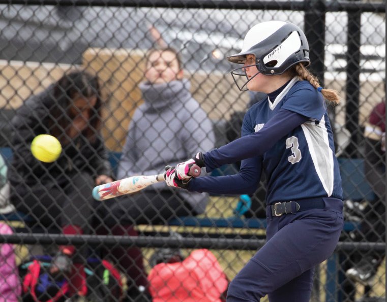 Kaitlynn Murphy at the plate in Nantucket's 20-1 win over Cape Tech.