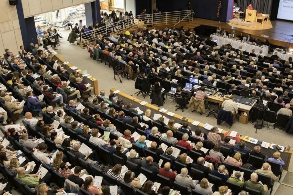 More than 770 voters attended the first night  of the 2019 Annual Town Meeting. In April, those in attendance will vote electronically.