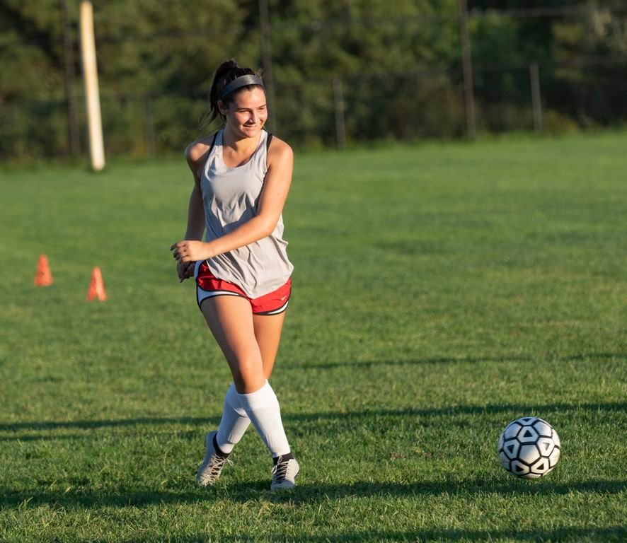 Lauren D'Aprix during drills at girls soccer practice last Thursday.