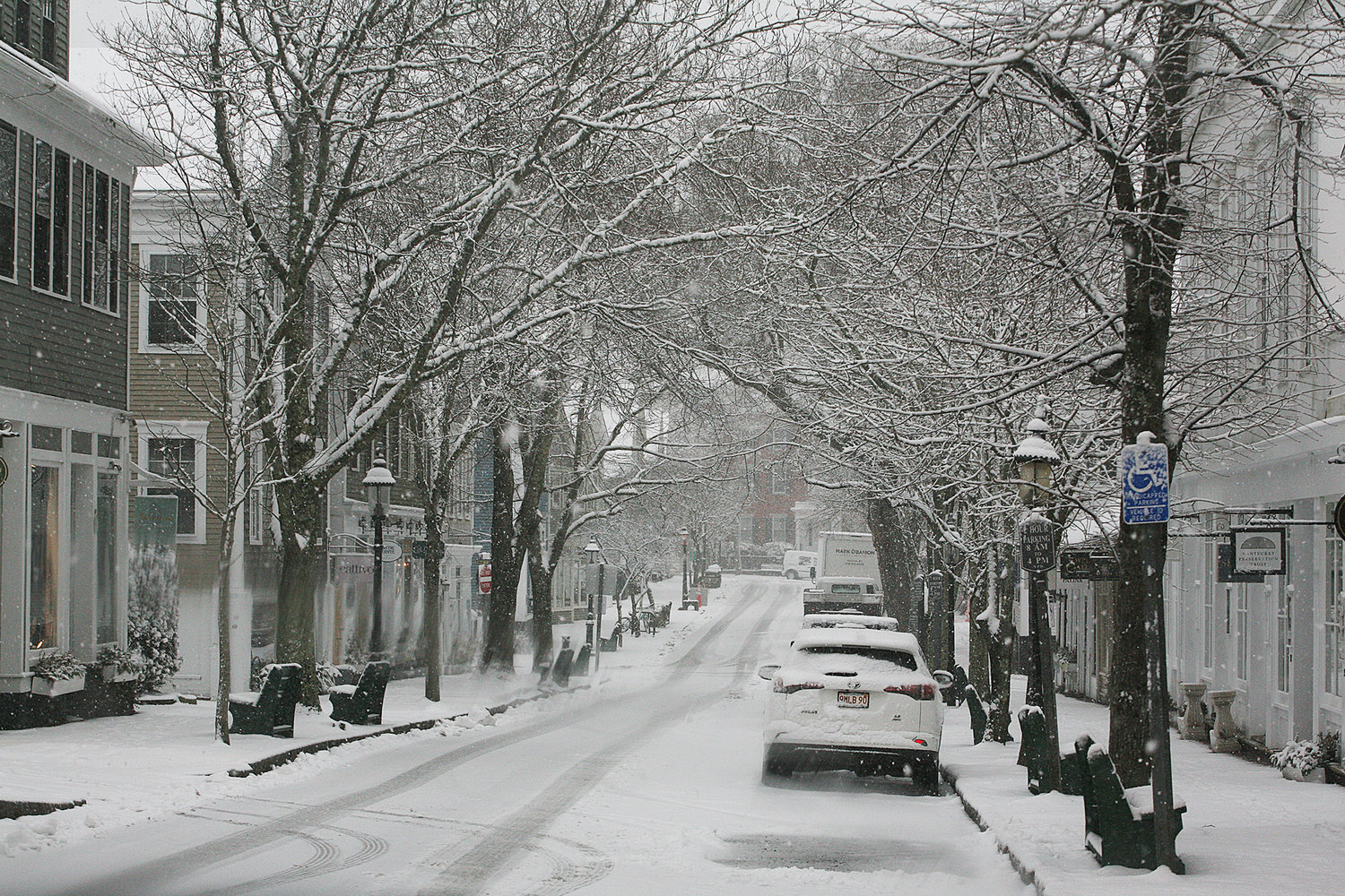 Centre Street during Thursday's snow.