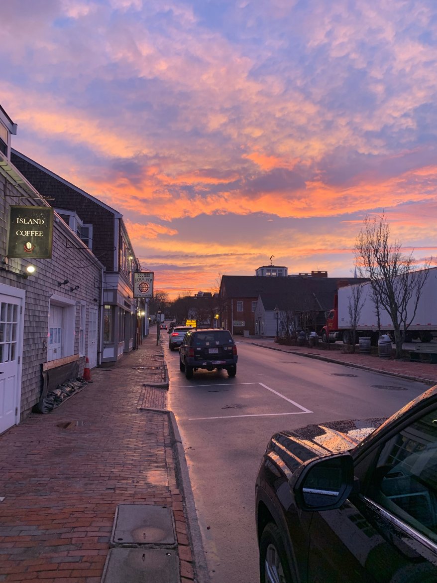 The sun sets over Broad Street Monday, March 1.