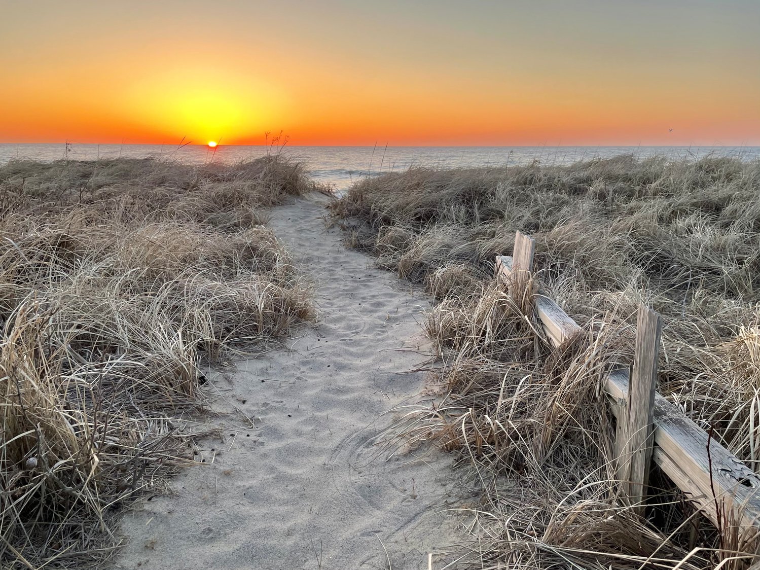 The first sunrise of spring at Sconset Beach.