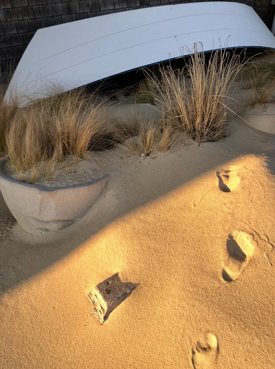 Footprints in the sand outside Gallery Beach restaurant March 21.