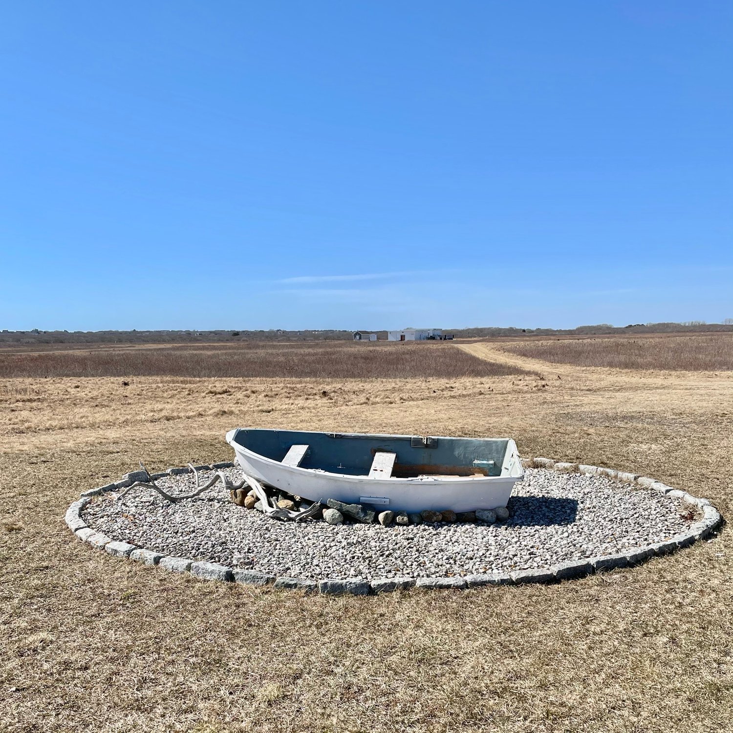 Beached: A dory in a field off Milestone Road outside Sconset.