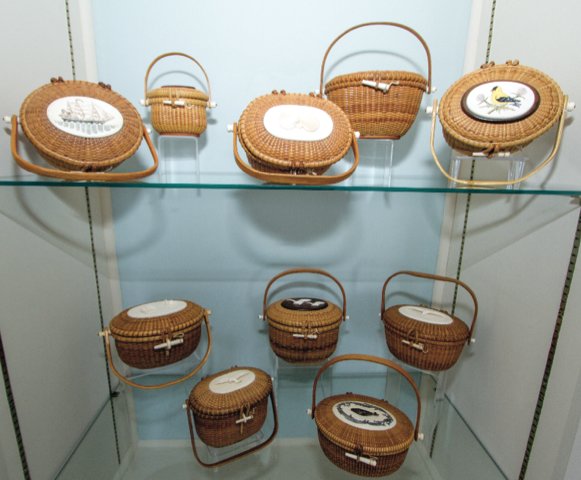 An exhibit at the Nantucket Lightship Basket Museum on Union Street.