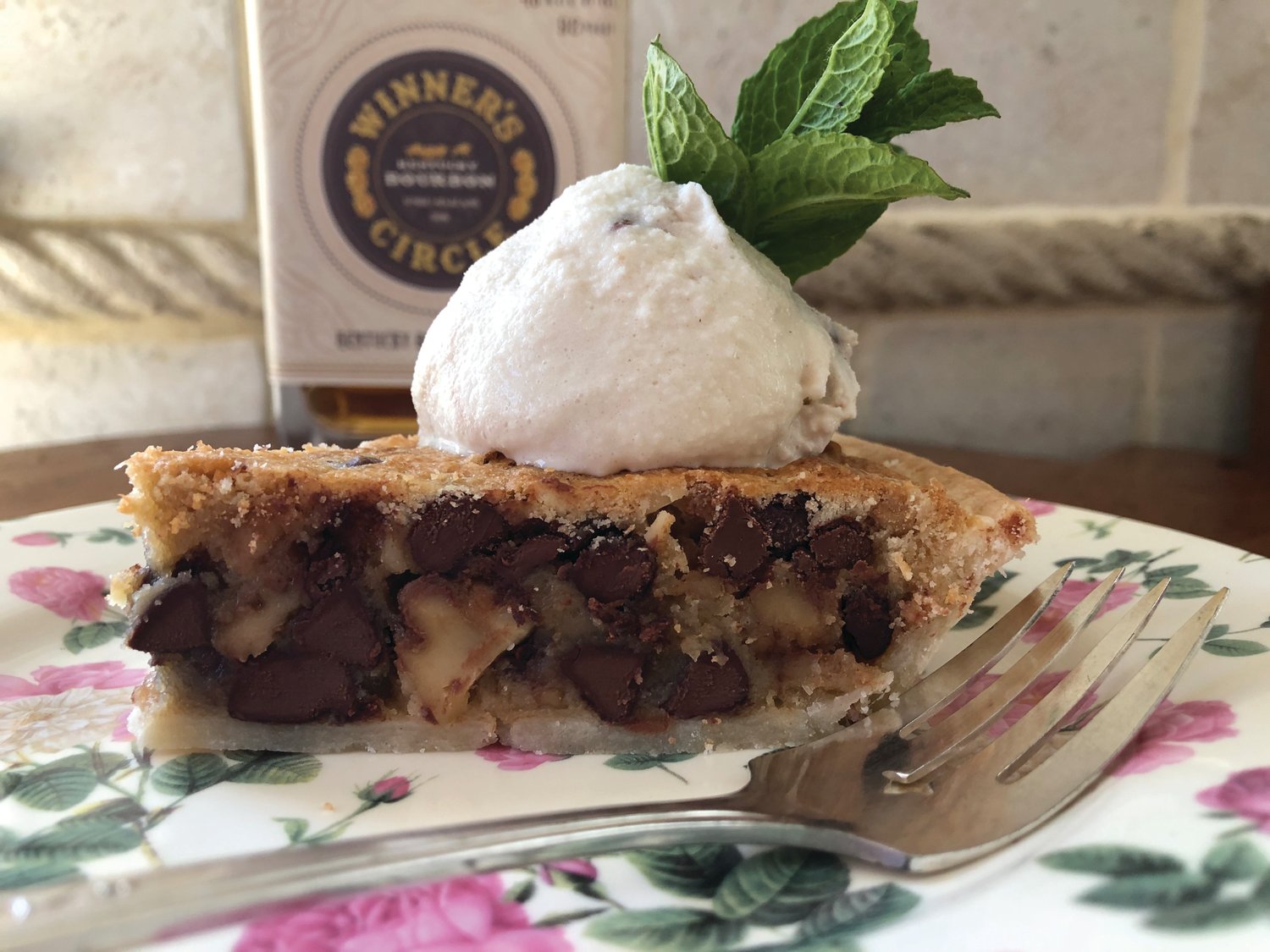 Bourbon Chocolate Walnut Pie is simple to make, and quick, too, if you use a pre-made pie shell.