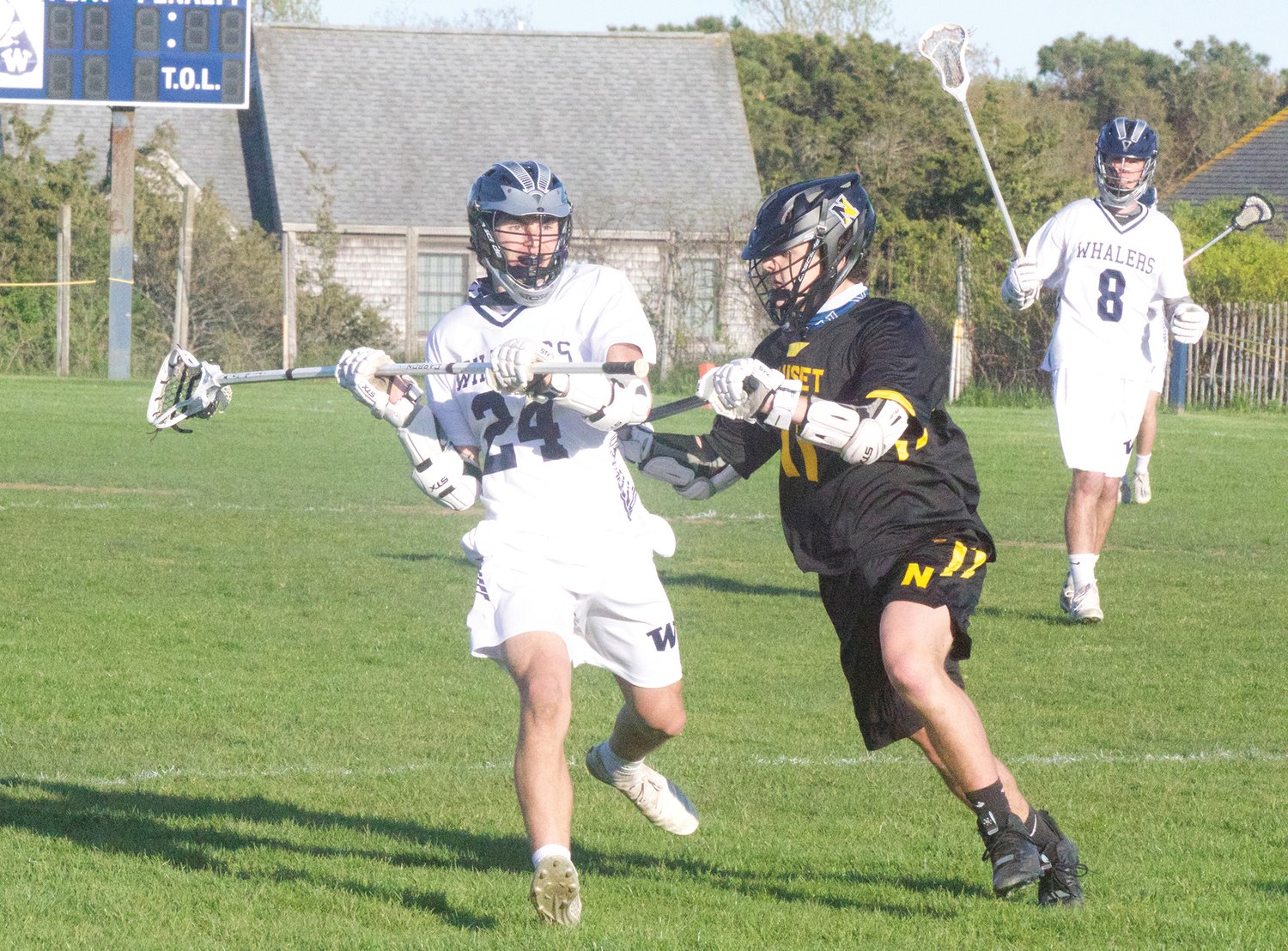 Justin Zadroga looking upfield in Thursday's win over Nauset.
