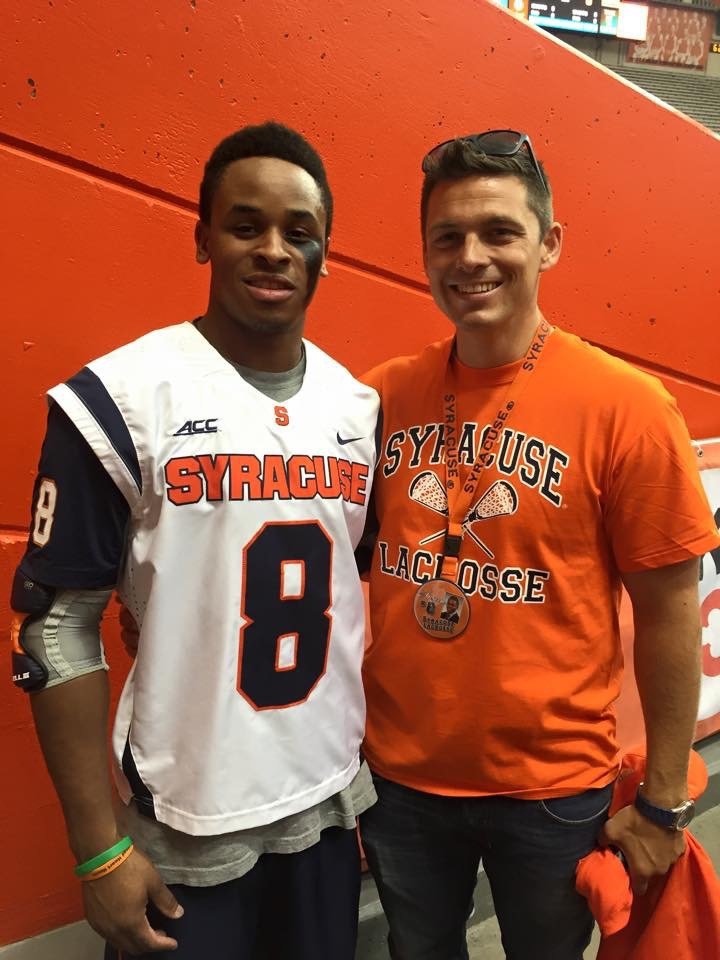 Hakeem Lecky, left, when he was a student at Syracuse where he played lacrosse, and Kevin Martin.