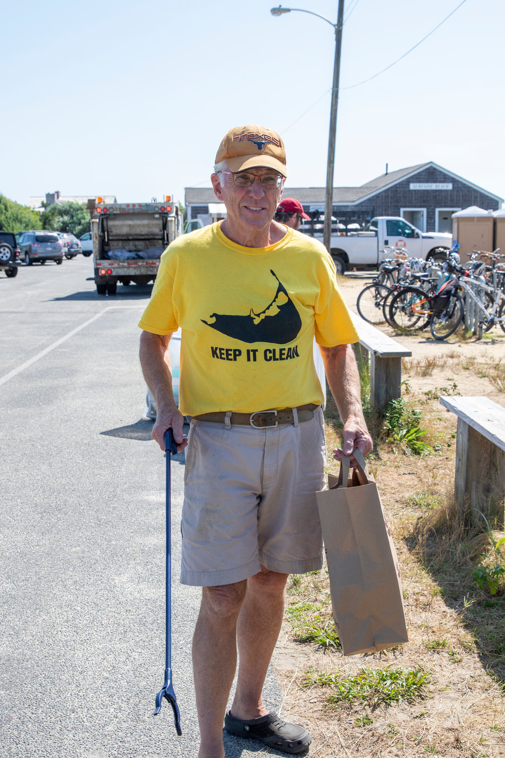 Nantucket Clean Team leader Bill Connell at Surfside Beach.