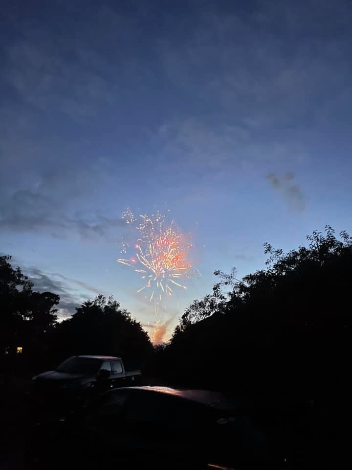 Unofficial fireworks over the island Sunday.