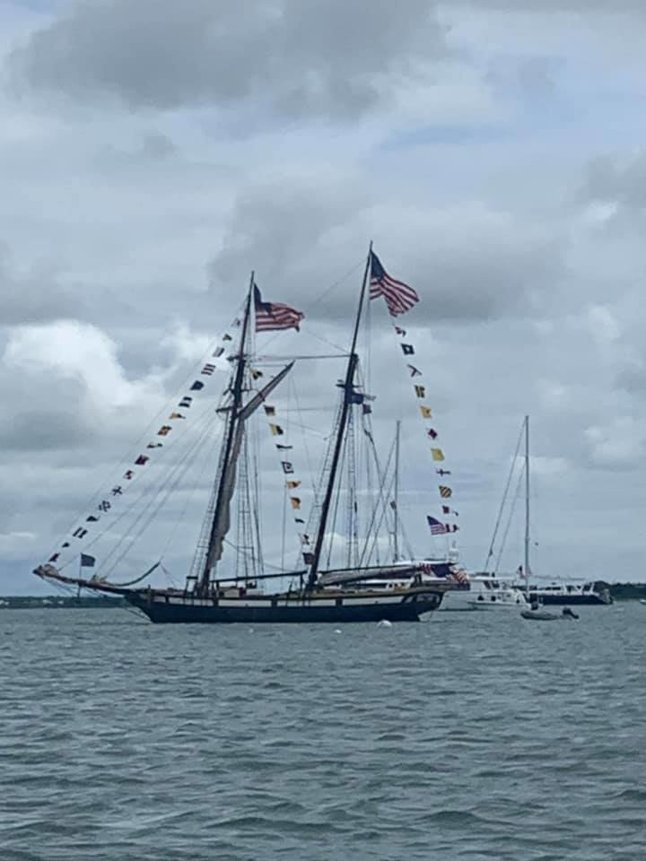 The replica War of 1812 privateer Lynx in Nantucket Harbor July 4.