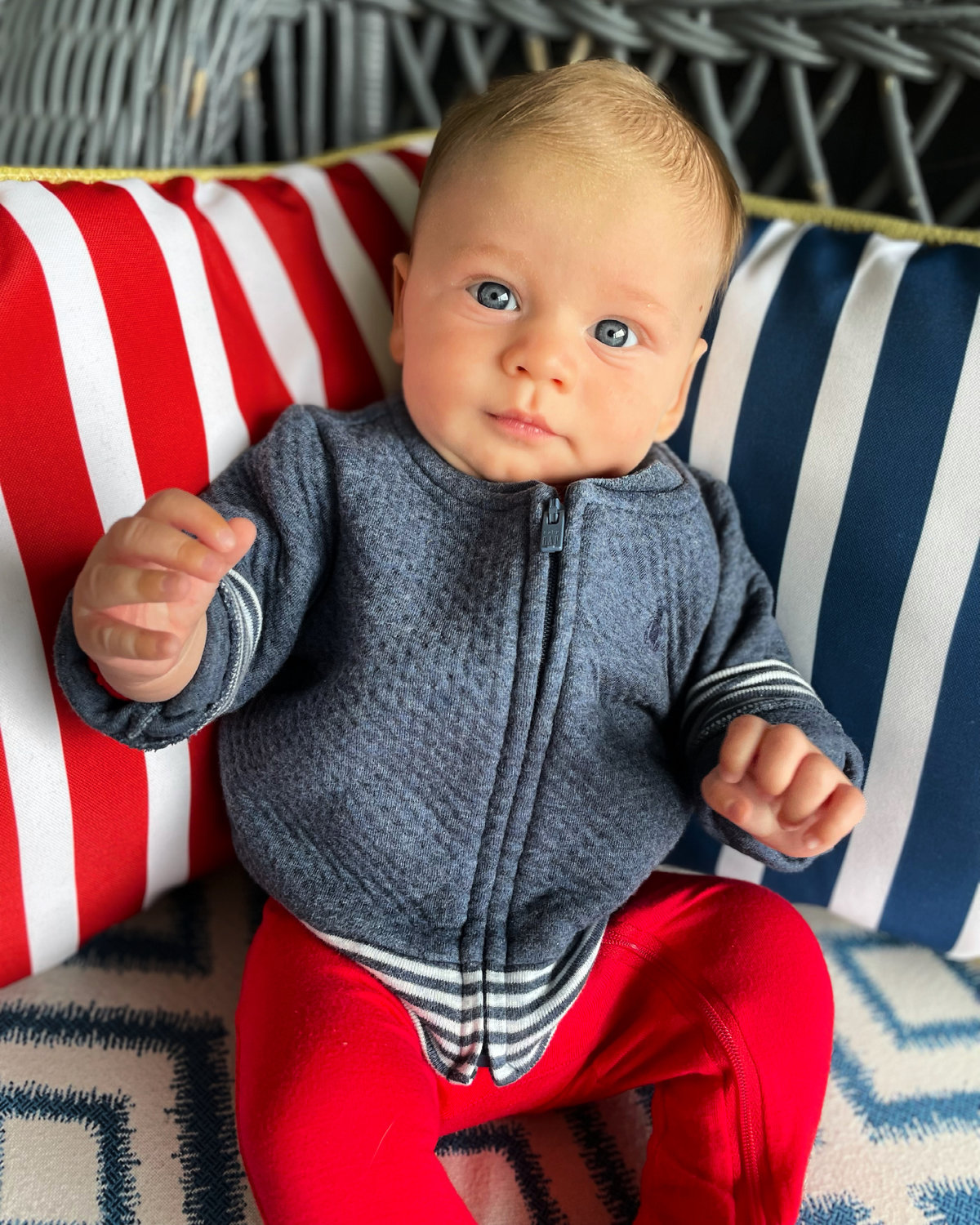 Otis Ballou, 2 months, celebrates his first Fourth of July on the island.