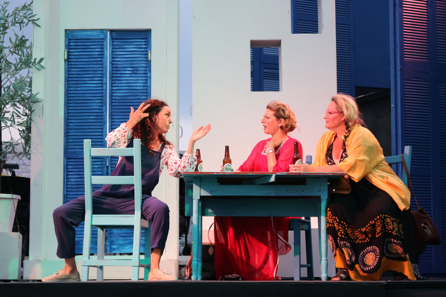 Michelle Dawson, Sarah Fraunfelder and Christine Hudman on stage in "Mamma Mia!"