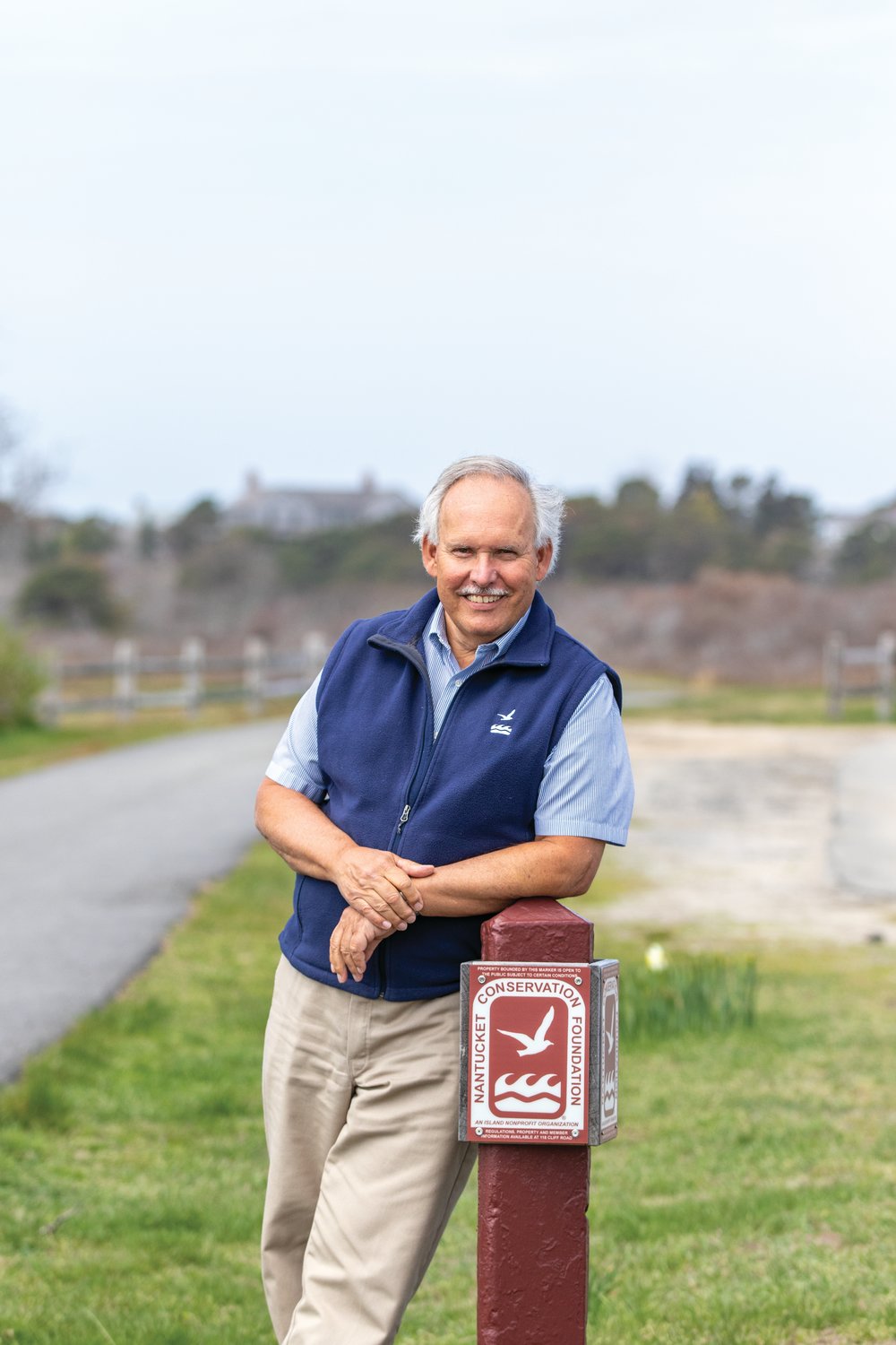 Jim Lentowski, in a portrait taken in June 2018 shortly before his retirement after 47 years as executive director of the Nantucket Conservation Foundation.