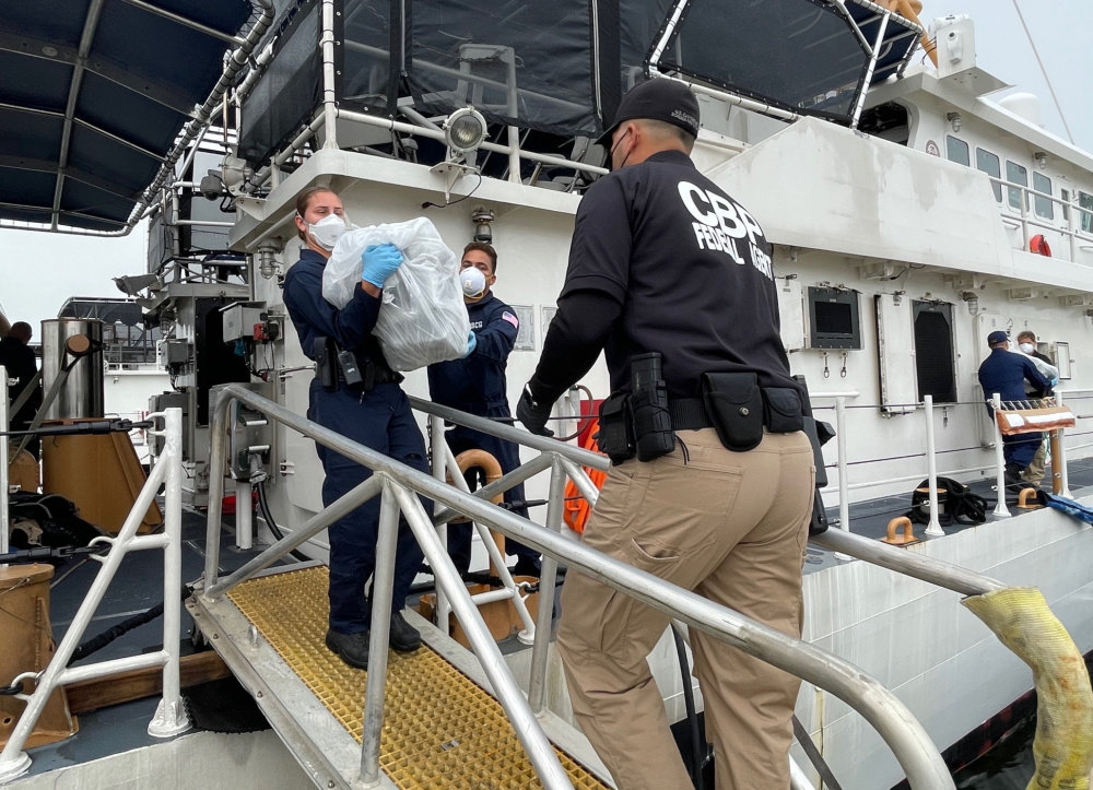 Katherine Pittman, left, a 2018 Nantucket High School graduate and currently a rising senior at the U.S. Coast Guard Academy, was aboard the USCG cutter Joseph Tezanos when it seized $15 million worth of cocaine off the coast of Puerto Rico earlier this month.