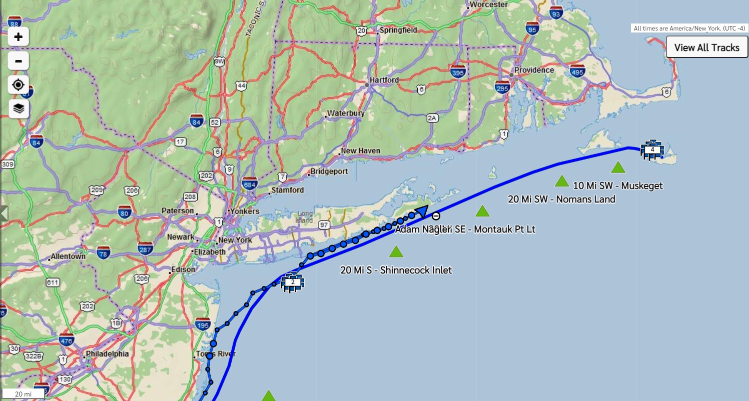 Adam Nagler's progress up the East Coast on his solo paddle-board trip to Nantucket.