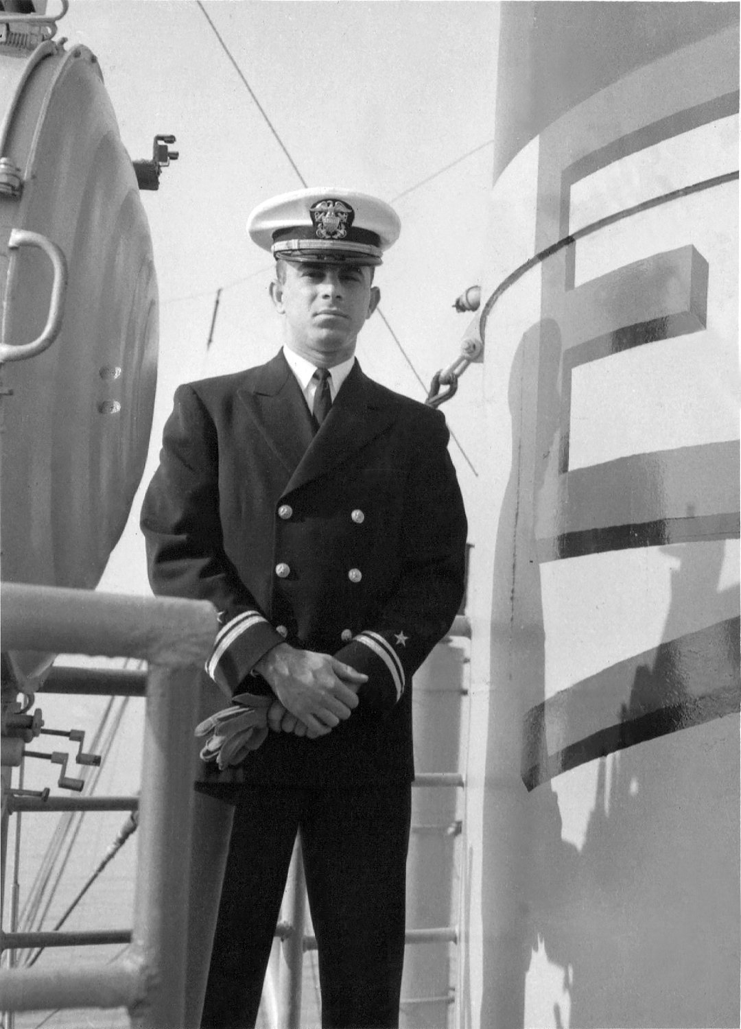 Hajim aboard the USS Okanogan in January 1960.