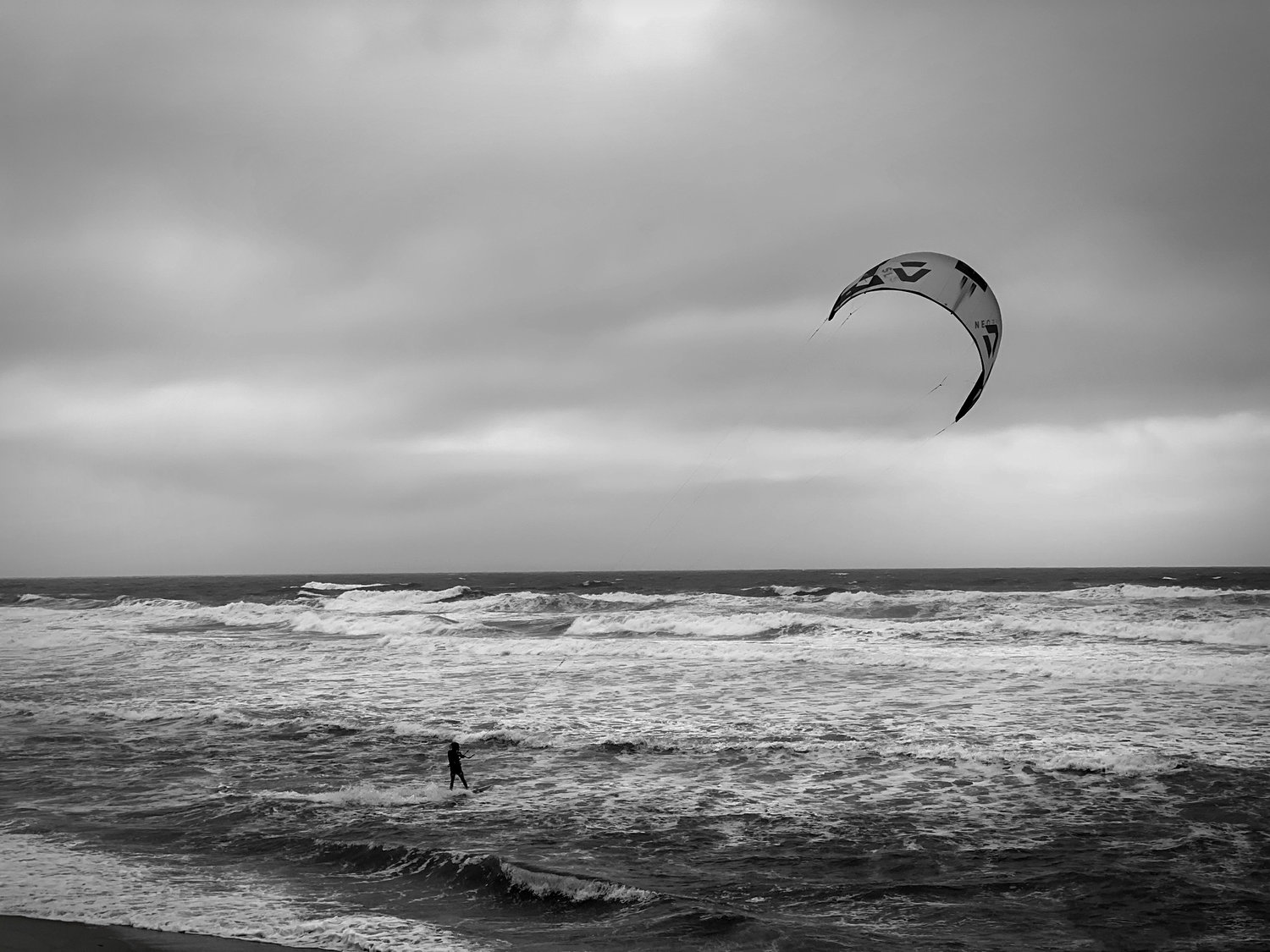 A kiteboarder at Cisco Beach.