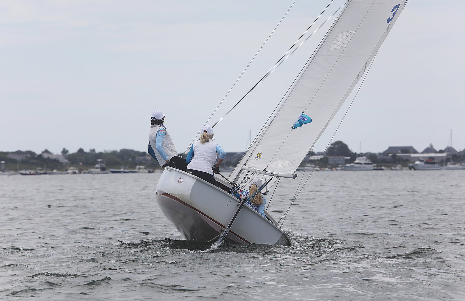 Rodeo heels to starboard during the 2021 Women's Regatta in the harbor on Wednesday.