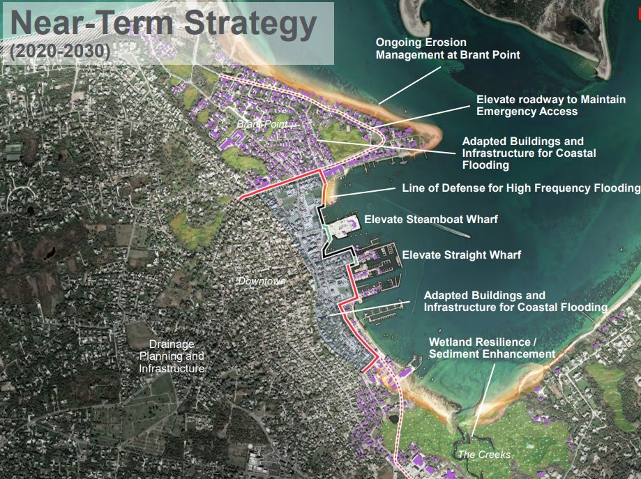 The town’s coastal-resilience plan includes preliminary recommendations to adapt to rising seas around the island, including raised roads and bulkheads downtown.