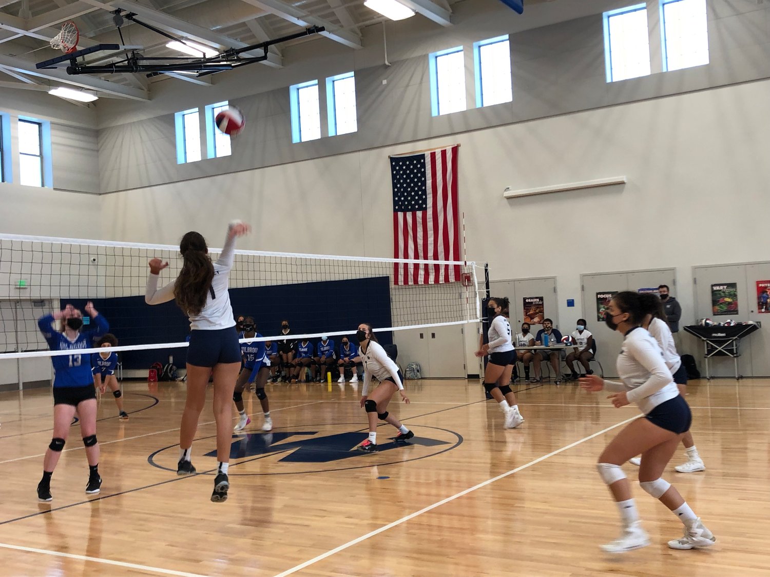 The varsity volleyball team picked up its first win of the season Saturday, beating Holbrook three sets to one.