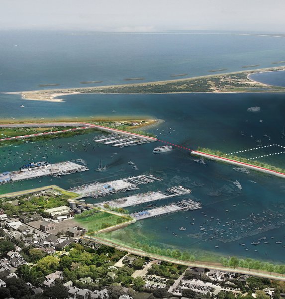 Nantucket's draft coastal-resilience plan recommends a breakwater around much of the downtown waterfront.