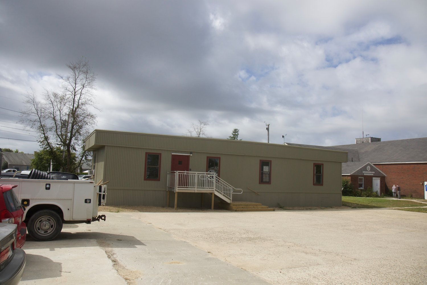 The Historic District Commission has denied a town request to keep this modular trailer on the former fire-station property at the Sparks Avenue rotary.