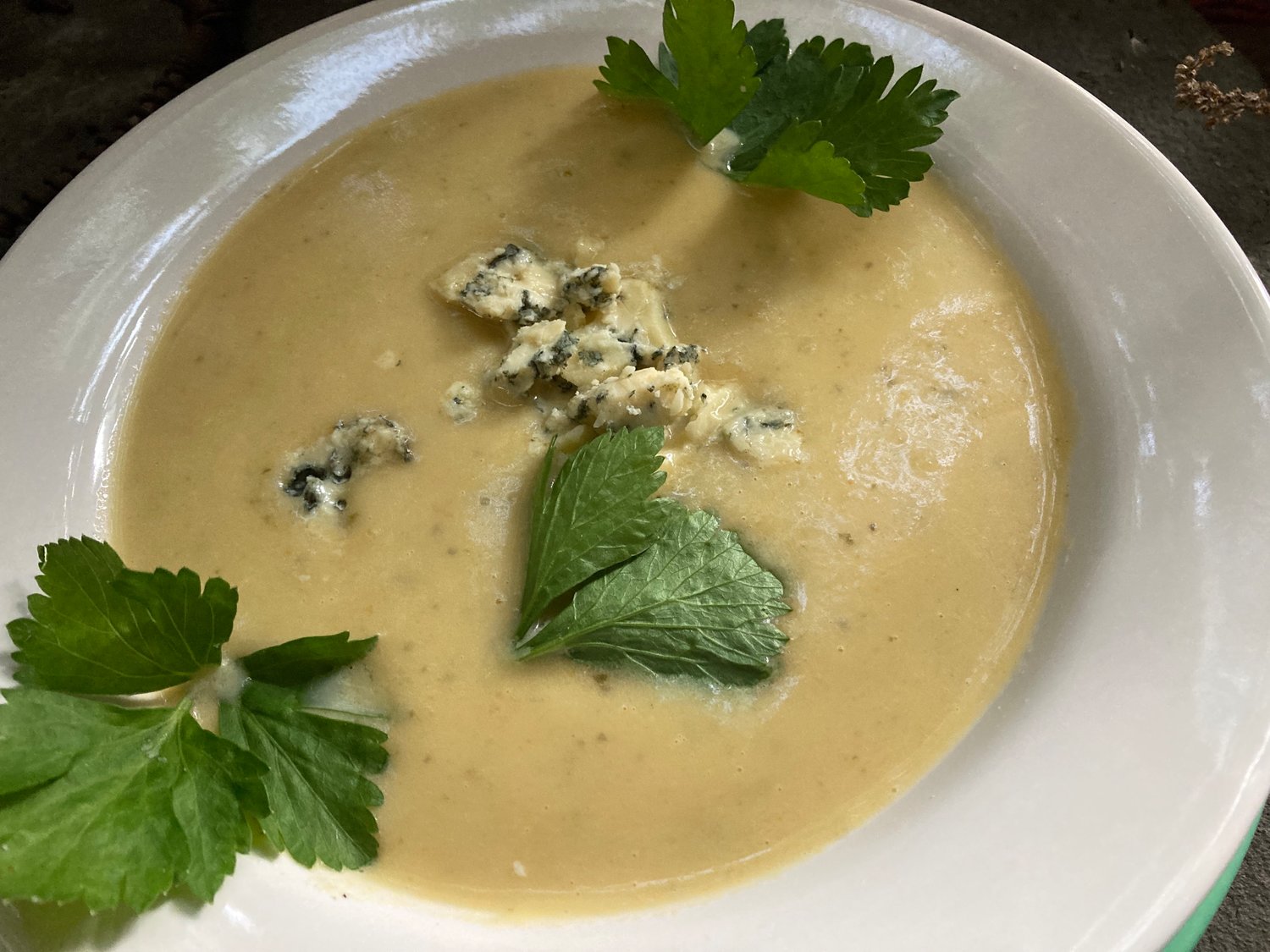 Stilton’s buttery, mellow tang enhances the flavor of this soup made with potatoes, celery, onions and heavy cream.