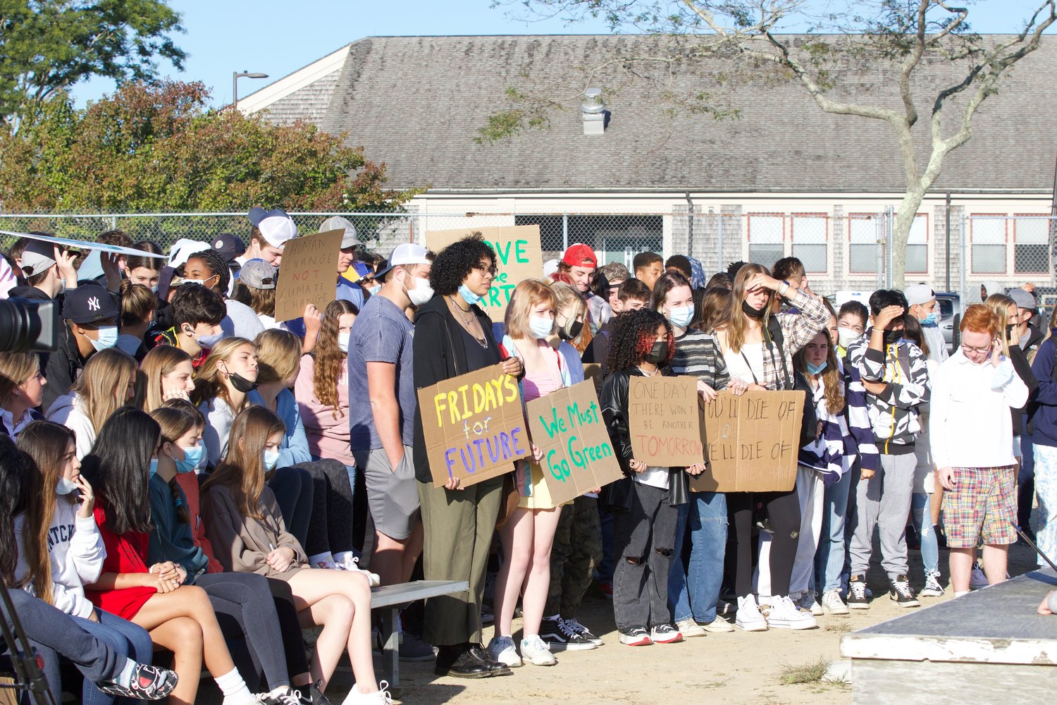 Over 200 students walked out of class Friday to protest government’s lack of action to combat climate change.