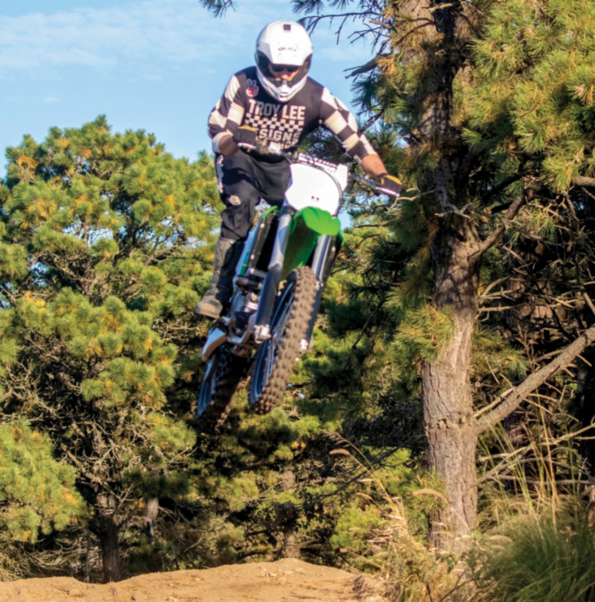 Dave Dunn goes off a jump at the Nantucket dirt bike track. Dunn spent countless hours at this track in preparation for the Baja 1000, a 1000-mile endurance race through the coastline and deserts of Baja, Mexico.
