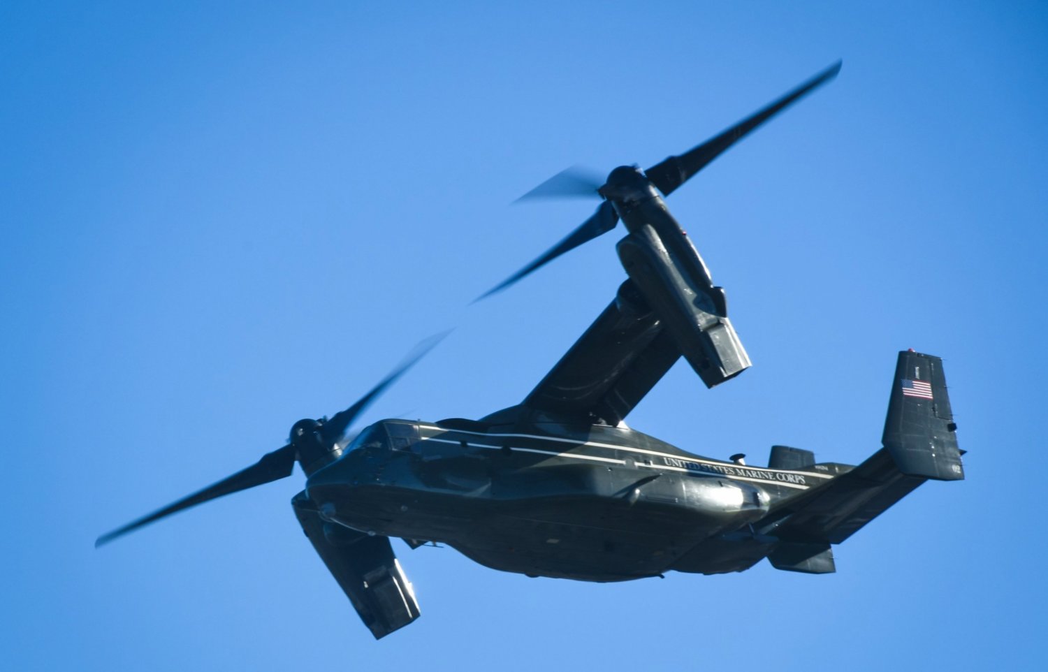 A military Osprey aircraft over Nantucket.