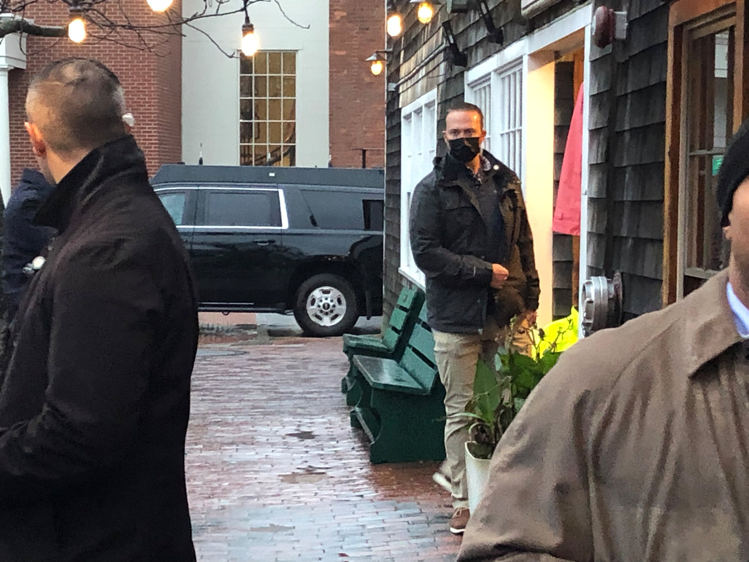 Secret Service outside The Sunken Ship on South Water Street, while President Joe Biden shopped inside.