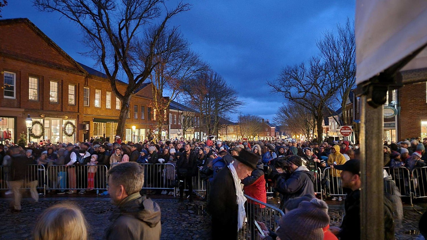 The crowd fills Main Street before the trees are lit.