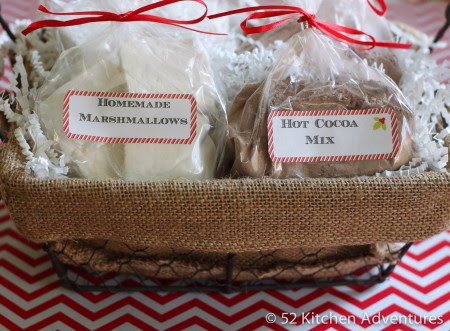 Homemade hot chocolate and marshmallows make a sweet holiday gift.