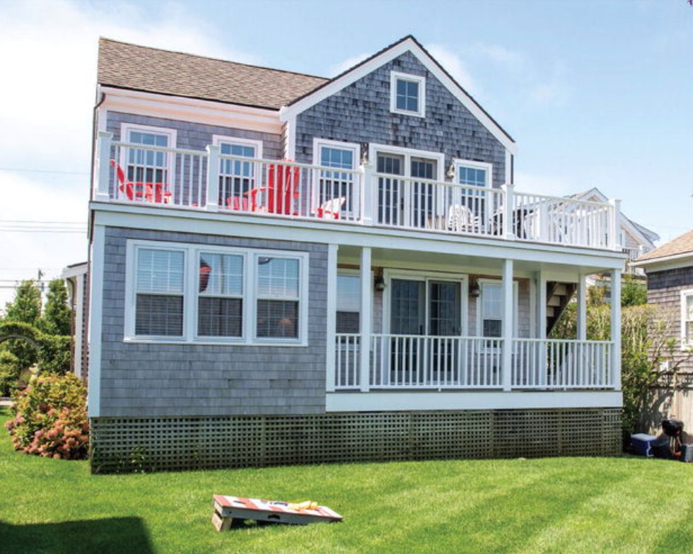 Located in the heart of prestigious Brant Point, this five-bedroom, five-bathroom upside-down-style home was renovated in 2019.
