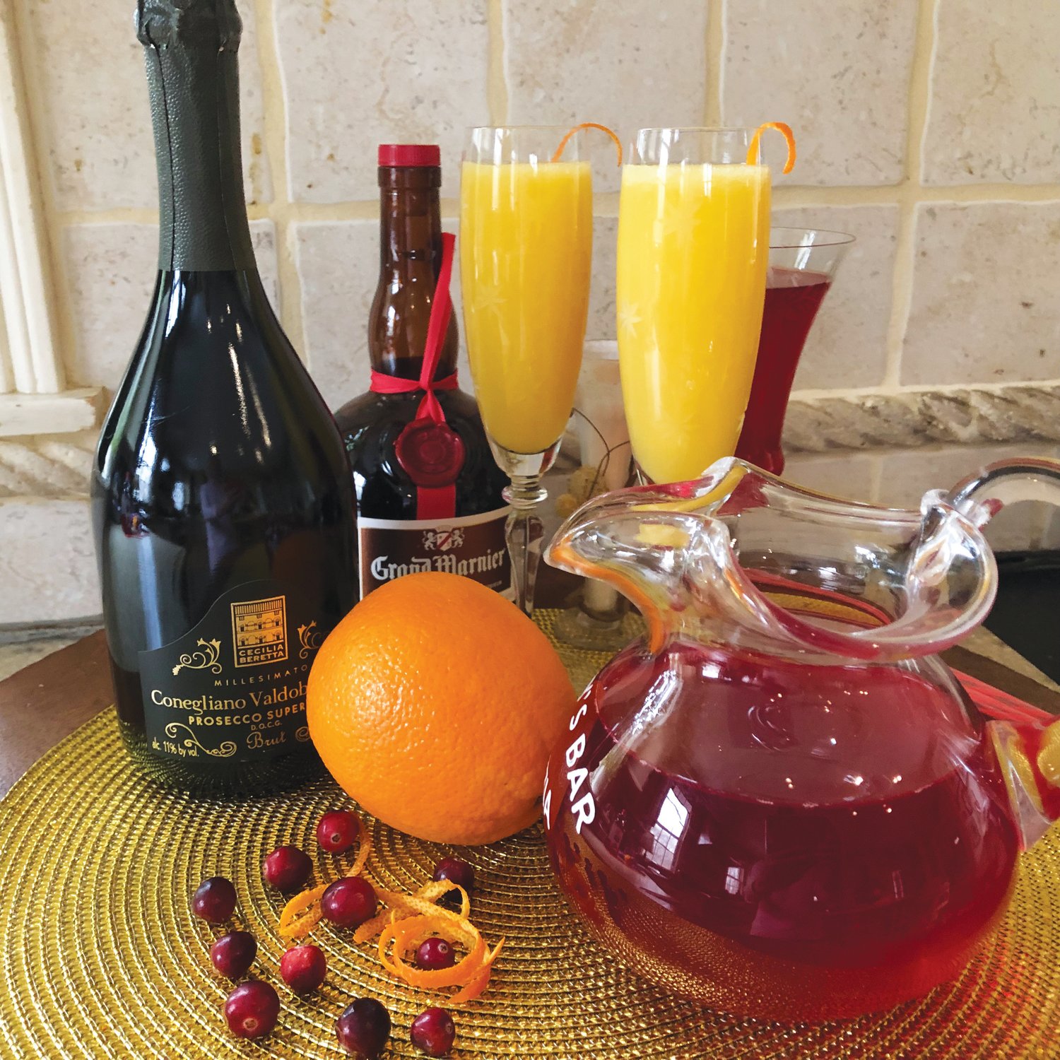 To make your mimosas even more memorable, add cranberry juice and enhance the orange component with fresh-squeezed juice and some Grand Marnier.
