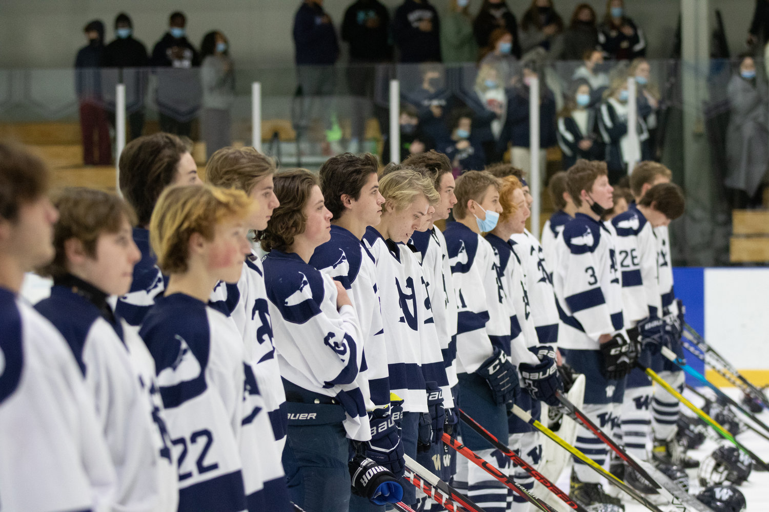 Boys hockey lining up before a game this season.