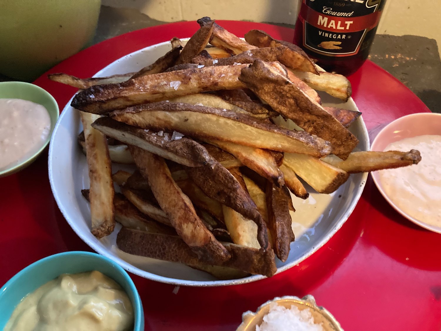 Cut into thin strips, these oven-fried potatoes are delicious on their own with a dash of salt, or with Dijon mustard, malt vinegar or a mix of ketchup, mayonnaise and horseradish.