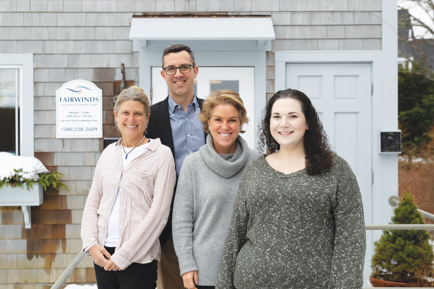 The staff at Fairwinds-Nantucket’s Counseling Center, from left, Kristie Wilson, Jason Bridges, Amanda Wright and Celeste Ikolodo.