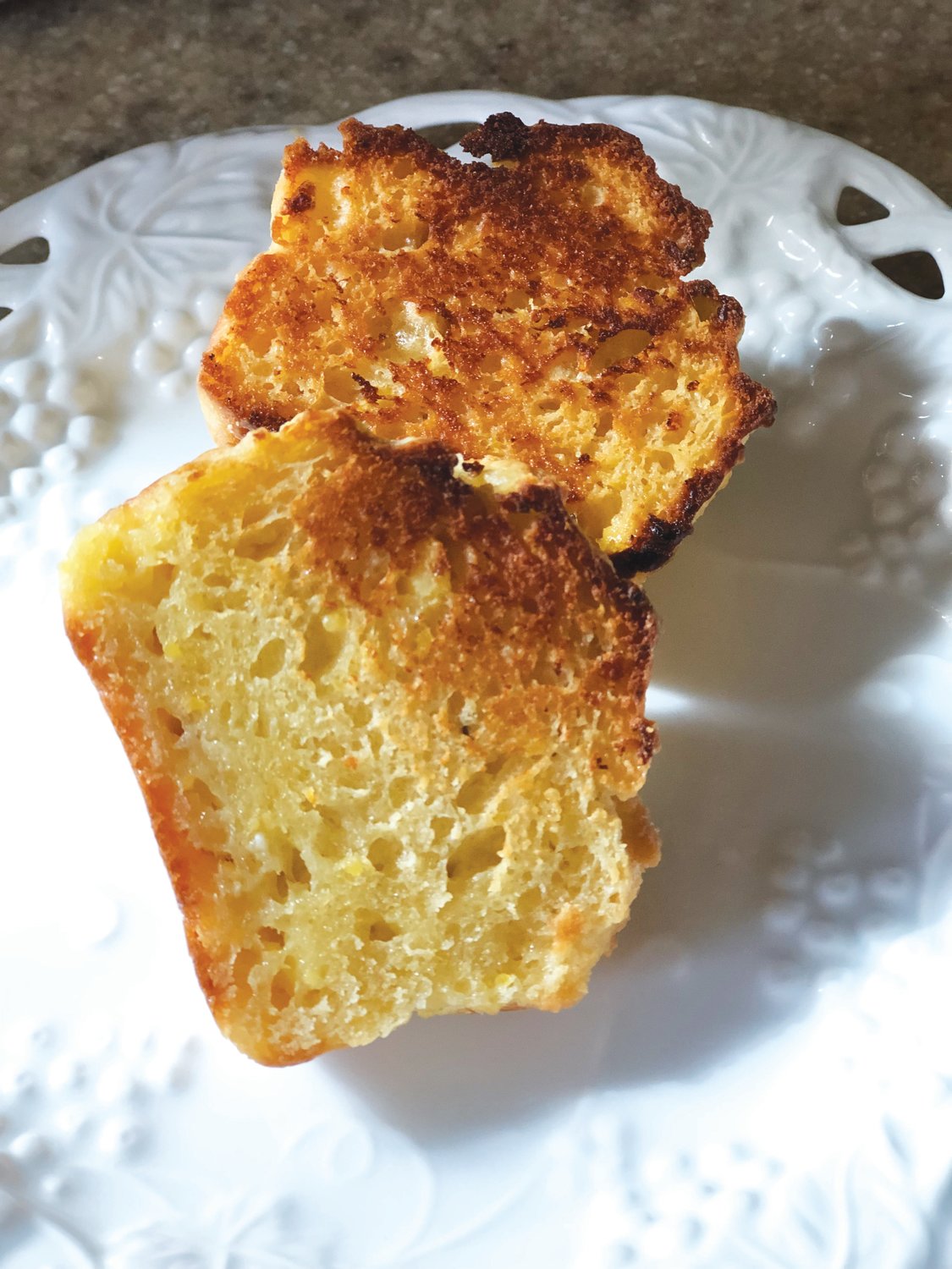 Polenta Corn Muffins are especially tasty when split and griddled with butter until toasty.