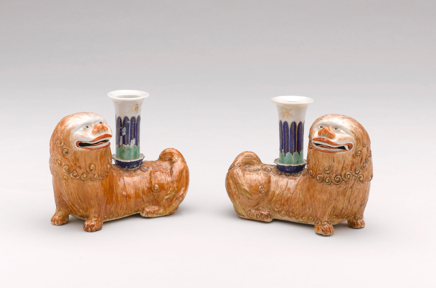 Guardian Lion candlesticks brought to Nantucket from China following a trading voyage.