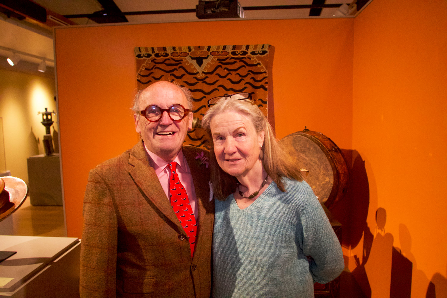 David Billings and Beverly Hall at the Nantucket Whaling Museum, surrounded by objects from “Asian Treasures from the Billings Collection.”