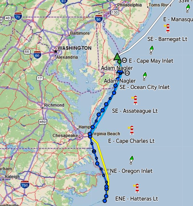 Long-distance paddleboarder Adam Nagler has reached the southern coast of Delaware.